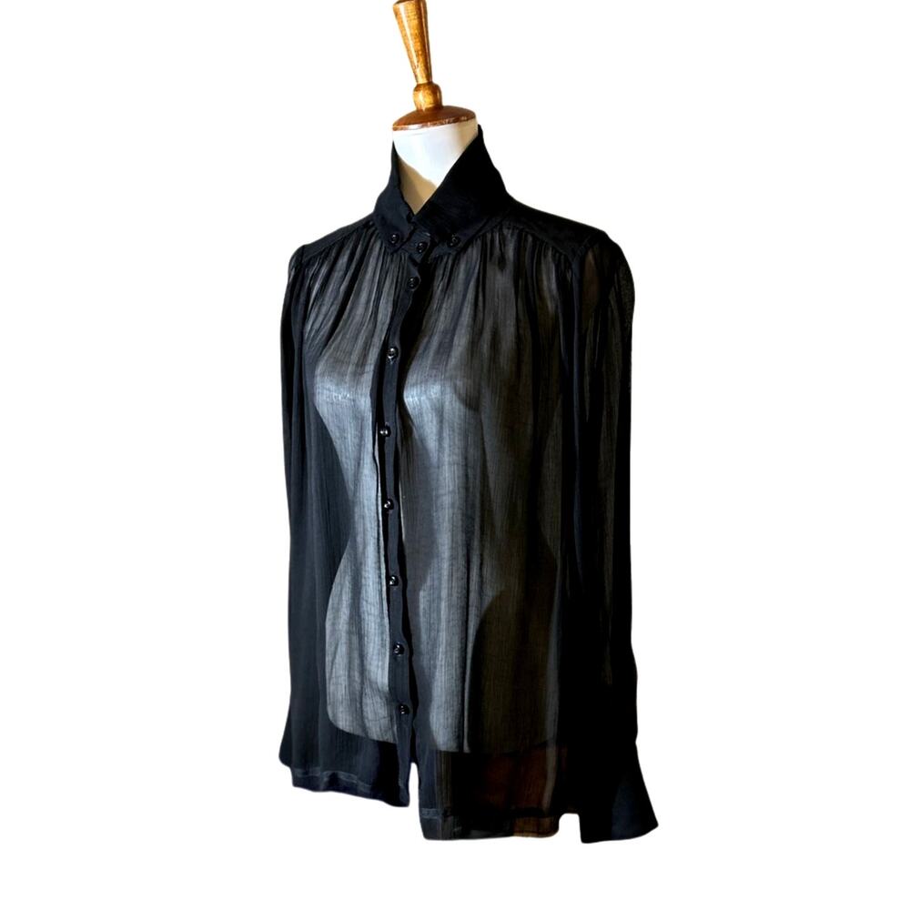 Vintage Calvin Rucker Sheer Cupro Draped Blouse Size M
